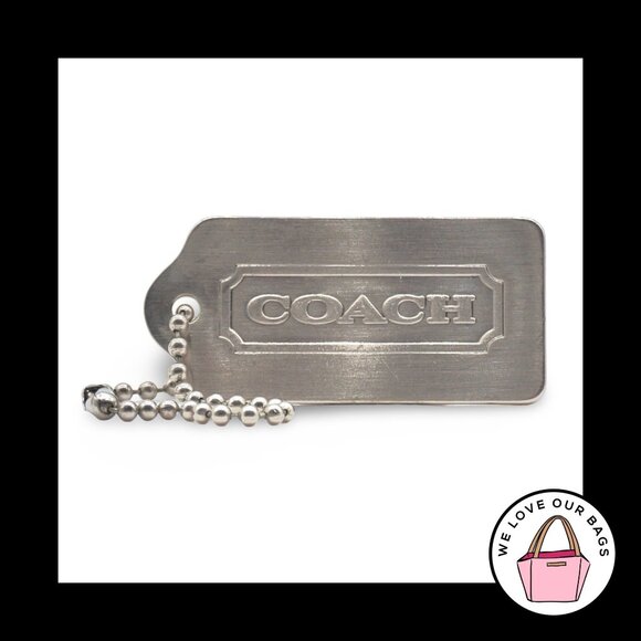 1.75" VINTAGE COACH Brushed Silver Nickel Metal Fob Bag Charm Keychain Hang Tag - Picture 1 of 2